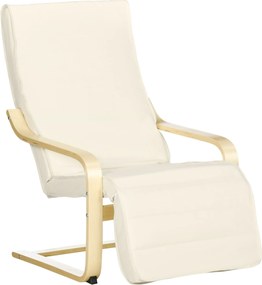 HOMCOM Fotoliu Relax cu Suport pentru Picioare Reglabil în 5 Nivele și Tetieră, 66,5x94x100 cm, Crem | Aosom Romania
