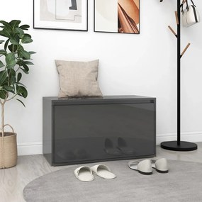 808674 vidaXL Bancă de hol, gri extralucios, 80x40x45 cm, PAL