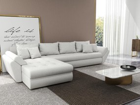 Colțar extensibil dumonde cu ladă de depozitare si sezut confortabil din spuma high-density, Loana XL Euphoria Ivory 335x185 cm