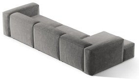 Colțar gri deschis cu tapițerie din catifea reiată (cu colț pe partea stângă/cu șezlong) Bergamo – Cosmopolitan Design