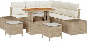 vidaXL Set de canapele pentru grădină cu pernă 8 pcs Bej Rattan poli