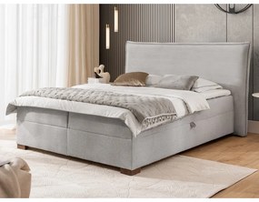 Pat boxspring gri deschis cu spațiu de depozitare 160x200 cm Lysa – Ropez