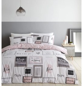 Lenjerie de pat albă/roz pentru pat de o persoană 135x200 cm Sleep Dreams – Catherine Lansfield