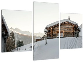 Tablou - cabana montană în zăpadă (90x60 cm)