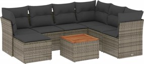 vidaXL Set canapele de grădină cu perne, 8 piese, gri, poliratan