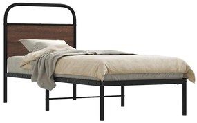 vidaXL Cadru pat fără saltea, stejar maro 75x190 cm lemn prelucrat