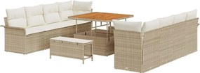 vidaXL Set de canapele pentru grădină cu pernă 11 pcs Bej poliratan