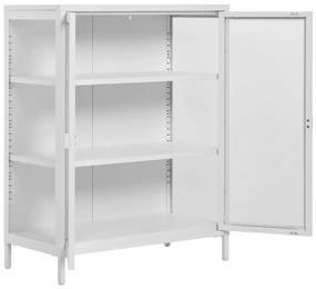 Vitrină Brisbane, 2 uși din sticlă, oțel, alb 80x40x101 cm