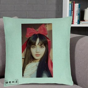 Perna Personalizata K-pop BLACKPINK Rose cu Funda Rosie, 40x40 cm, Verde Menta, Husa Detasabila, Perna Inclusa, BEKZ®