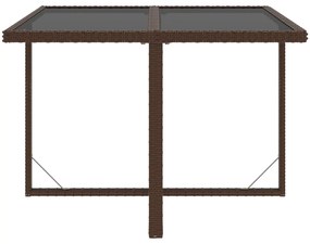 Set mobilier de gradina cu perne, 9 piese, maro, poliratan Maro, Lungime masa 109 cm, 4x fotoliu + 4x suport pentru picioare + masa, 1