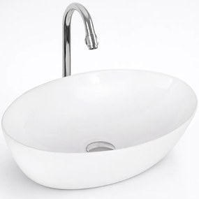 MONACO || Lavoar montat pe blat, ceramică, alb, oval