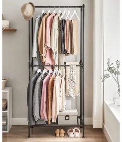 Suport Cu 3 Sine Pentru Haine, Negru, 95 Cm