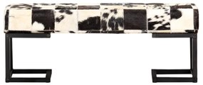283750 vidaXL Bancă, negru, 110 cm, piele naturală de capră, model petice