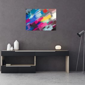 Tablou pe sticlă - Dungi colorate cu pensula (70x50 cm)