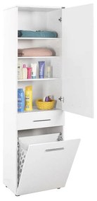 Dulap Baie cu cos de rufe Adore Diamond, usa reversibila, sertar, Alb Lucios, 52 x 38 x 187 cm