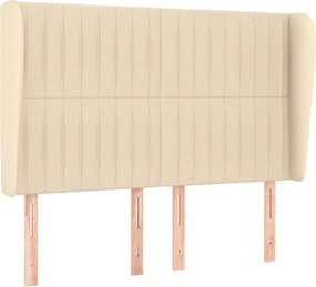 vidaXL Tăblie de pat cu aripioare, crem, 147x23x118/128 cm, textil