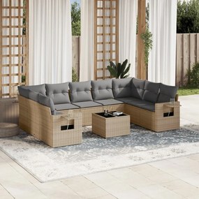 vidaXL Set canapele de grădină cu perne, 10 piese, bej, poliratan