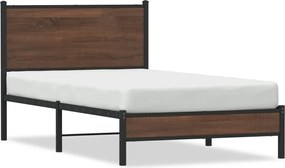 vidaXL Cadru pat metalic fără saltea, stejar maro, 100x190 cm