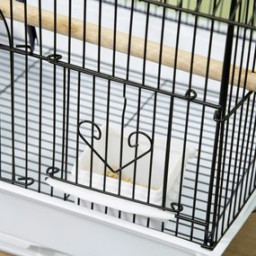 PawHut Cusca pentru Păsări din Metal și Plastic, cu Mâner de Transport și Tavă Detașabilă, Alb, 50.5x41x63 cm | Aosom Romania