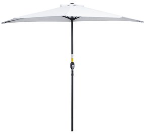 Outsunny Umbrelă Semicirculară de Perete cu Deschidere cu Manivelă și 5 Spițe, 2.6x1.35x2.3 m, Alb | Aosom Romania