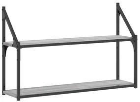 835467 vidaXL Raft cu 2 niveluri, gri sonoma, 80x21x51 cm, lemn prelucrat