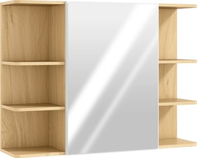 HOMCOM Dulap cu Oglindă pentru Baie cu Dulăpior și 6 Compartimente Deschise 80x20x59cm Lemn | Aosom Romania