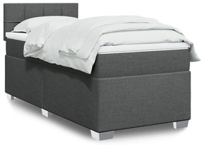 vidaXL Pat box spring cu saltea, gri închis, 90x190 cm, textil