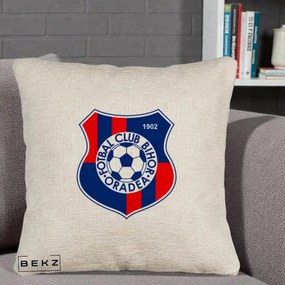 Perna Personalizata FC Bihor Oradea 1902 Fotbal, 40x40 cm, Bej Canapea, Husa Detasabila, Perna Inclusa, BEKZ®