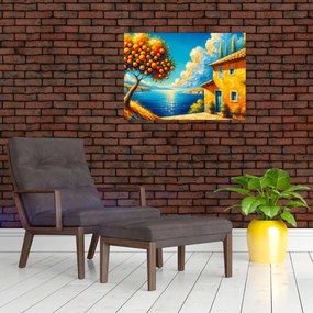 Tablou pe sticlă - Casă cu portocale II. (70x50 cm)