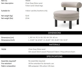 Fotoliu elegant design LUX Zoey, Fisher sand