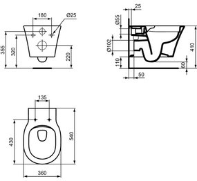 Vas wc suspendat rimless plus Ideal Standard Connect Air negru mat cu capac inclus