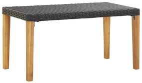46488 vidaXL Bancă de grădină, negru, 120 cm, poliratan și lemn de acacia