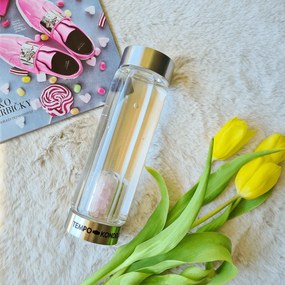 TEMPO-KONDELA CRYSTAL, flacon de sticlă cu cristale roz, 500 ml
