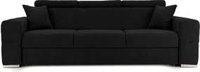 Canapea Extensibilă 3 locuri BELLAGIO, cu tetiere reglabile, 242x95x99 cm, Negru-Enjoy