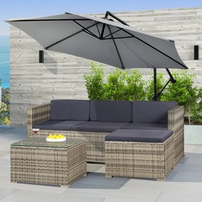 Jusky Set ratan de gradina Punta Cana M - perne gri/antracit