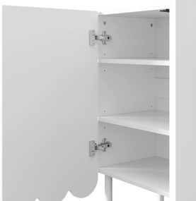 Comodă cu uși ondulate, spațiu de depozitare pentru living, hol &amp; sufragerie, 120x35x80 cm, Alb