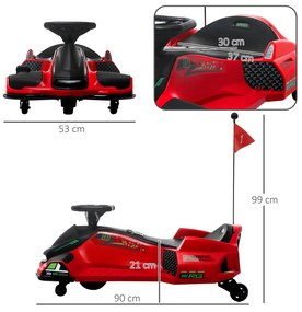 HOMCOM Kart Electric pentru Copii cu Pedale pentru Copii cu Pornire Lentă și Centură, 90x53x99 cm, Roșu | Aosom Romania