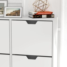 HOMCOM, Dulap pantofi, 4 clapete, 16 perechi, cu raft reglabil, picioare din lemn de pin, 95 x 26 x 95 cm, alb | Aosom Romania