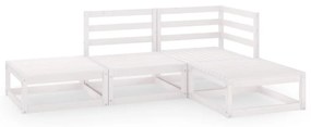 3075475 vidaXL Set mobilier de grădină, 4 piese, alb, lemn masiv de pin