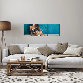 Tablou - Femeia pozând (cu ceas) (90x30 cm)