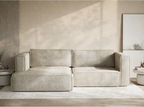 Colțar bej extensibil/cu spațiu de depozitare cu tapițerie din chenille (cu colț pe partea stângă/cu șezlong) Velto – Maison de Rêve