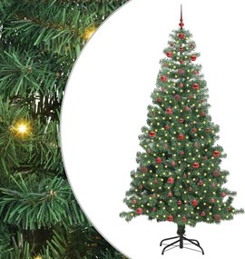 vidaXL Brad de Crăciun cu 300 LED cu suport Verde 240 cm PVC