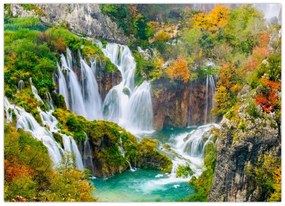 Tablou pe sticlă - Parcul Național Lacurile Plitvice (70x50 cm)