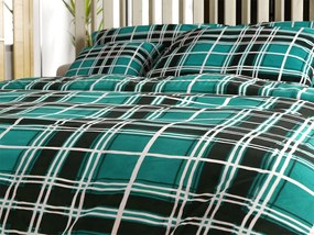 Lenjerie de pat flanelata KOSTKA verde Dimensiune lenjerie de pat: 2 buc 70 x 90 cm | 200 x 220 cm