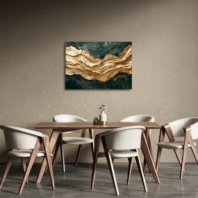Tablou - Abstracție verde cu auriu II. (70x50 cm)