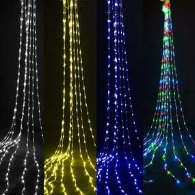 Instalatie de Craciun, perdea efect ploaie, albastru, 6x1 metri