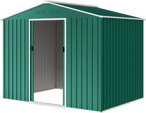 Outsunny Magazie de grădină exterioară 3,6 m² 236x171x191 cm cu uși culisante și fante de ventilație Verde | Aosom Romania