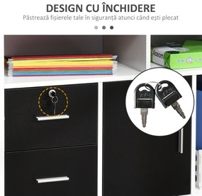 HOMCOM Suport Imprimantă cu Sertare Dulapior Multifuncțional Spațiu de Stocare pentru Birou și Acasă Design Modern Alb | Aosom Romania