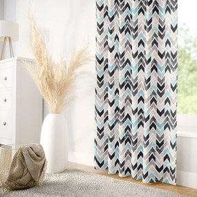 Goldea draperie decorative vintage - dungi în zig-zag cu turcoaz 280x140 cm