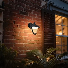 Lampă de perete inteligentă de exterior neagră cu sticlă transparentă, incluzând LED IP54 - Classica